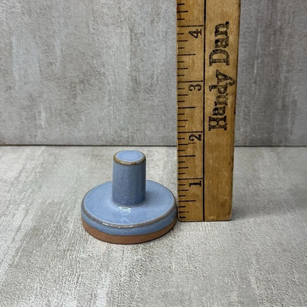 Vintage Ceramic Terracotta Blue Glaze Cookie Press Stamp Rose Floral 2